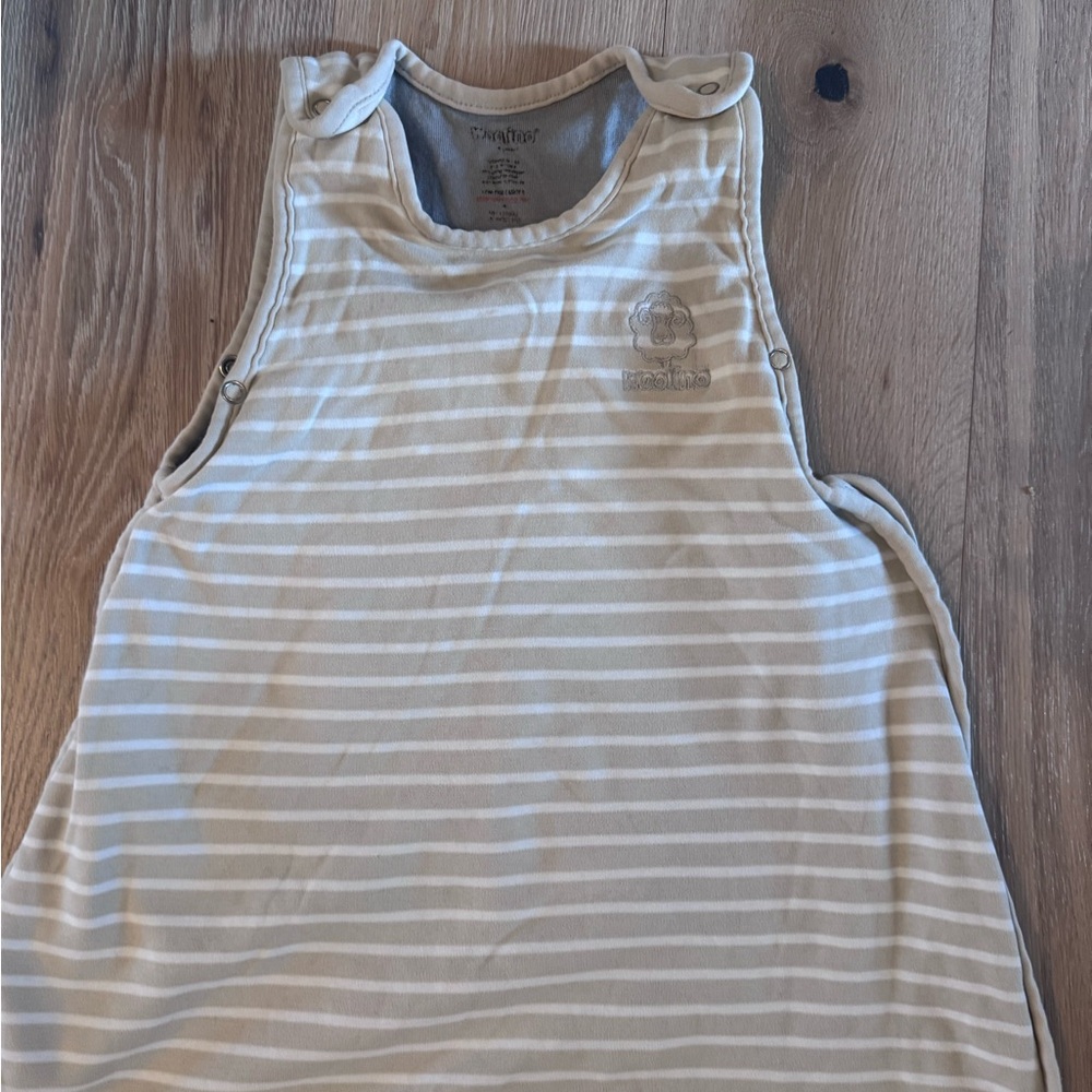 Woolino Beige and White Striped Baby Sleep Sack